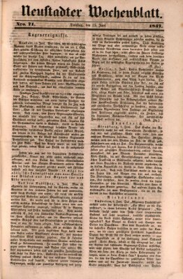 Neustadter Wochenblatt Dienstag 15. Juni 1847