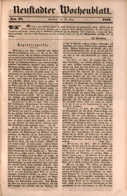 Neustadter Wochenblatt Samstag 26. Juni 1847