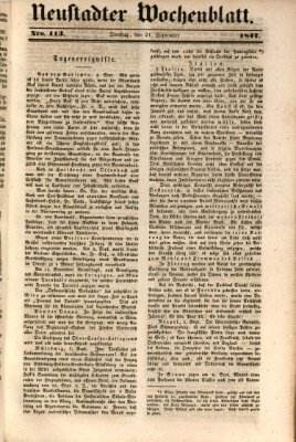 Neustadter Wochenblatt Dienstag 21. September 1847