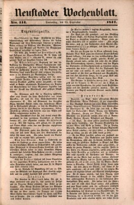 Neustadter Wochenblatt Donnerstag 23. September 1847
