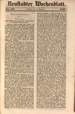 Neustadter Wochenblatt Samstag 20. November 1847