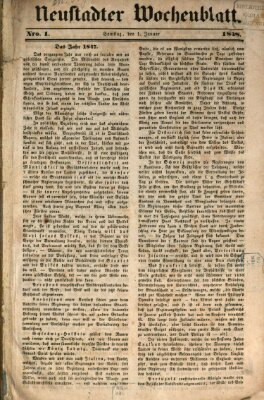 Neustadter Wochenblatt Samstag 1. Januar 1848
