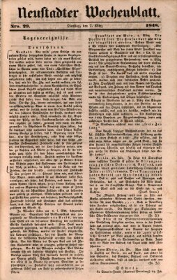 Neustadter Wochenblatt Dienstag 7. März 1848