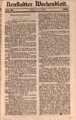 Neustadter Wochenblatt Dienstag 21. März 1848