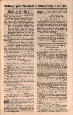 Neustadter Wochenblatt Samstag 1. April 1848