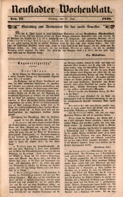Neustadter Wochenblatt Dienstag 27. Juni 1848