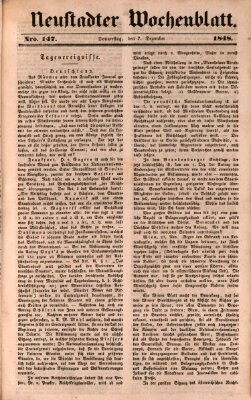 Neustadter Wochenblatt Donnerstag 7. Dezember 1848