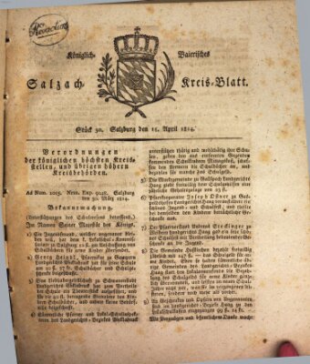 Königlich baierisches Salzach-Kreis-Blatt Freitag 15. April 1814