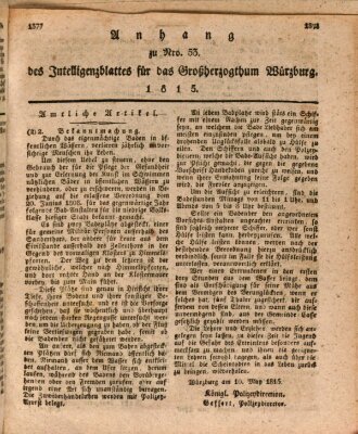 Königlich-baierisches Intelligenzblatt für das Großherzogthum Würzburg (Würzburger Intelligenzblatt) Donnerstag 18. Mai 1815