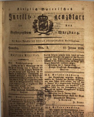 Königlich-baierisches Intelligenzblatt für das Großherzogthum Würzburg (Würzburger Intelligenzblatt)