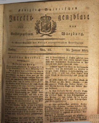 Königlich-baierisches Intelligenzblatt für das Großherzogthum Würzburg (Würzburger Intelligenzblatt) Dienstag 30. Januar 1816