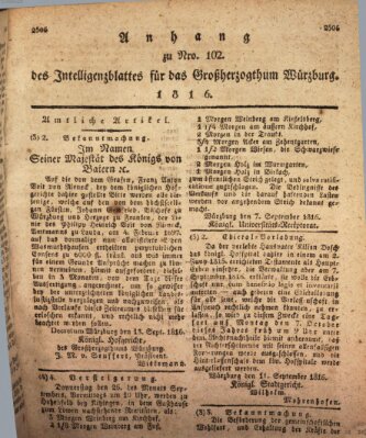 Königlich-baierisches Intelligenzblatt für das Großherzogthum Würzburg (Würzburger Intelligenzblatt) Dienstag 24. September 1816
