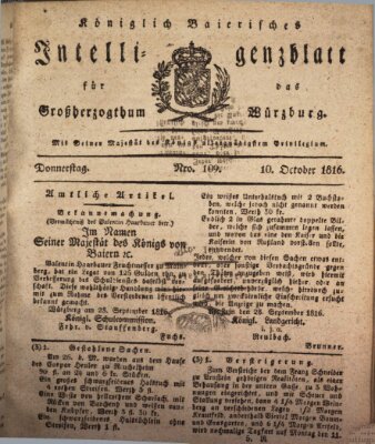 Königlich-baierisches Intelligenzblatt für das Großherzogthum Würzburg (Würzburger Intelligenzblatt)