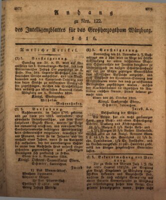 Königlich-baierisches Intelligenzblatt für das Großherzogthum Würzburg (Würzburger Intelligenzblatt) Dienstag 12. November 1816