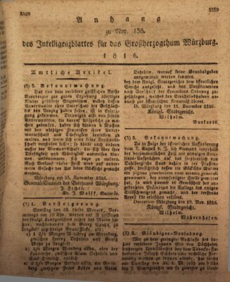 Königlich-baierisches Intelligenzblatt für das Großherzogthum Würzburg (Würzburger Intelligenzblatt) Donnerstag 19. Dezember 1816