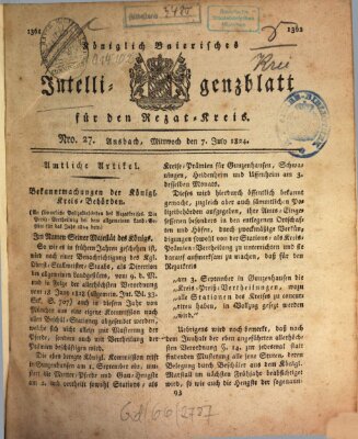 Königlich Bayerisches Intelligenzblatt für den Rezat-Kreis (Ansbacher Intelligenz-Zeitung) Mittwoch 7. Juli 1824