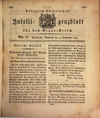 Königlich Bayerisches Intelligenzblatt für den Rezat-Kreis (Ansbacher Intelligenz-Zeitung) Mittwoch 15. September 1824
