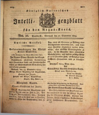 Königlich Bayerisches Intelligenzblatt für den Rezat-Kreis (Ansbacher Intelligenz-Zeitung) Mittwoch 22. September 1824
