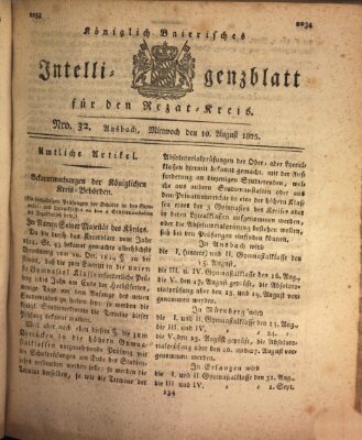 Königlich Bayerisches Intelligenzblatt für den Rezat-Kreis (Ansbacher Intelligenz-Zeitung) Mittwoch 10. August 1825