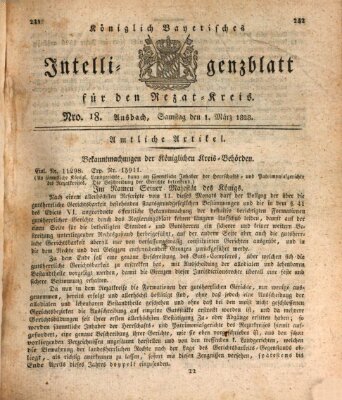 Königlich Bayerisches Intelligenzblatt für den Rezat-Kreis (Ansbacher Intelligenz-Zeitung) Samstag 1. März 1828