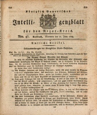 Königlich Bayerisches Intelligenzblatt für den Rezat-Kreis (Ansbacher Intelligenz-Zeitung) Mittwoch 11. Juni 1828