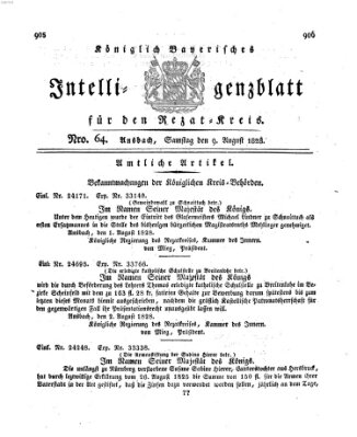Königlich Bayerisches Intelligenzblatt für den Rezat-Kreis (Ansbacher Intelligenz-Zeitung) Samstag 9. August 1828