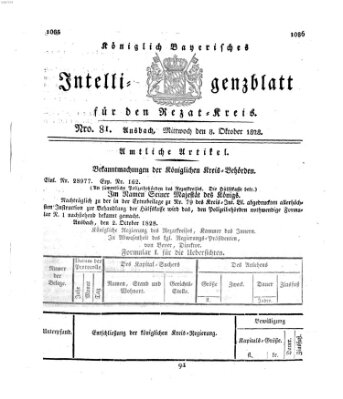 Königlich Bayerisches Intelligenzblatt für den Rezat-Kreis (Ansbacher Intelligenz-Zeitung) Mittwoch 8. Oktober 1828