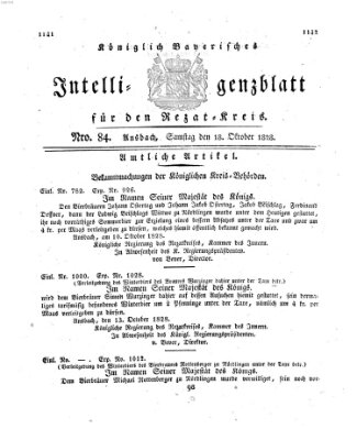 Königlich Bayerisches Intelligenzblatt für den Rezat-Kreis (Ansbacher Intelligenz-Zeitung) Samstag 18. Oktober 1828