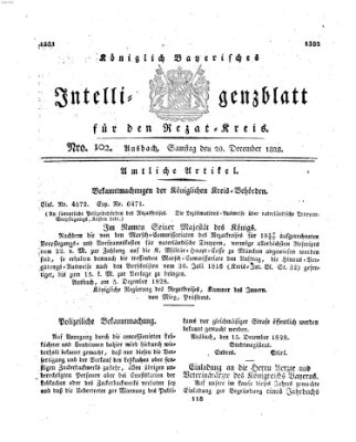 Königlich Bayerisches Intelligenzblatt für den Rezat-Kreis (Ansbacher Intelligenz-Zeitung) Samstag 20. Dezember 1828