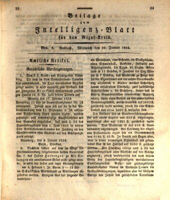 Königlich Bayerisches Intelligenzblatt für den Rezat-Kreis (Ansbacher Intelligenz-Zeitung) Mittwoch 29. Januar 1834