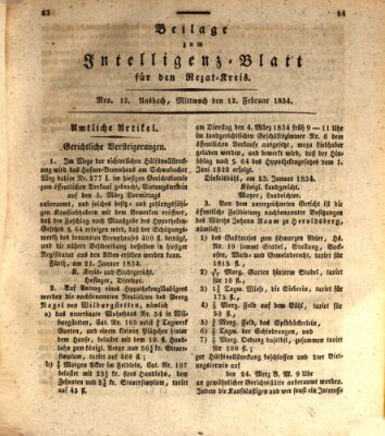 Königlich Bayerisches Intelligenzblatt für den Rezat-Kreis (Ansbacher Intelligenz-Zeitung) Mittwoch 12. Februar 1834