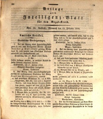 Königlich Bayerisches Intelligenzblatt für den Rezat-Kreis (Ansbacher Intelligenz-Zeitung) Mittwoch 19. Februar 1834