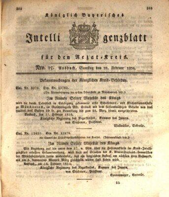 Königlich Bayerisches Intelligenzblatt für den Rezat-Kreis (Ansbacher Intelligenz-Zeitung) Samstag 22. Februar 1834