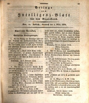 Königlich Bayerisches Intelligenzblatt für den Rezat-Kreis (Ansbacher Intelligenz-Zeitung) Mittwoch 5. März 1834