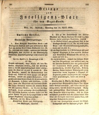 Königlich Bayerisches Intelligenzblatt für den Rezat-Kreis (Ansbacher Intelligenz-Zeitung) Samstag 12. April 1834