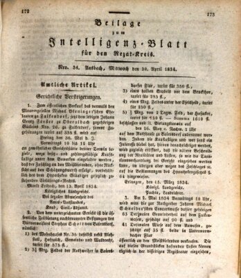 Königlich Bayerisches Intelligenzblatt für den Rezat-Kreis (Ansbacher Intelligenz-Zeitung) Mittwoch 30. April 1834