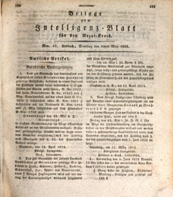 Königlich Bayerisches Intelligenzblatt für den Rezat-Kreis (Ansbacher Intelligenz-Zeitung) Samstag 10. Mai 1834