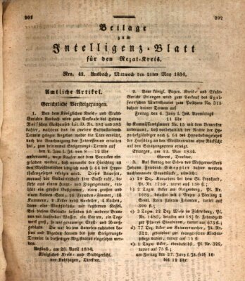 Königlich Bayerisches Intelligenzblatt für den Rezat-Kreis (Ansbacher Intelligenz-Zeitung) Mittwoch 28. Mai 1834