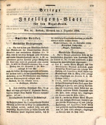 Königlich Bayerisches Intelligenzblatt für den Rezat-Kreis (Ansbacher Intelligenz-Zeitung) Mittwoch 3. Dezember 1834