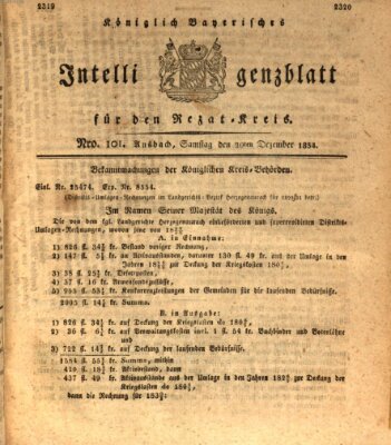 Königlich Bayerisches Intelligenzblatt für den Rezat-Kreis (Ansbacher Intelligenz-Zeitung) Samstag 20. Dezember 1834