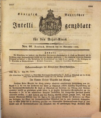Königlich Bayerisches Intelligenzblatt für den Rezat-Kreis (Ansbacher Intelligenz-Zeitung)
