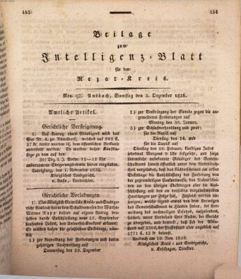 Königlich Bayerisches Intelligenzblatt für den Rezat-Kreis (Ansbacher Intelligenz-Zeitung) Samstag 3. Dezember 1836
