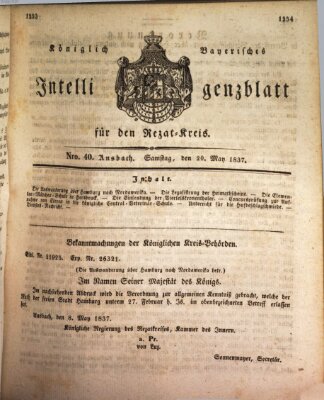 Königlich Bayerisches Intelligenzblatt für den Rezat-Kreis (Ansbacher Intelligenz-Zeitung) Samstag 20. Mai 1837