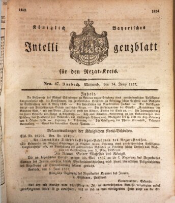 Königlich Bayerisches Intelligenzblatt für den Rezat-Kreis (Ansbacher Intelligenz-Zeitung) Mittwoch 14. Juni 1837