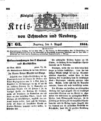 Königlich Bayerisches Kreis-Amtsblatt von Schwaben und Neuburg Dienstag 1. August 1854
