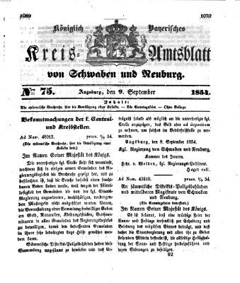 Königlich Bayerisches Kreis-Amtsblatt von Schwaben und Neuburg Samstag 9. September 1854