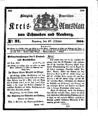 Königlich Bayerisches Kreis-Amtsblatt von Schwaben und Neuburg Freitag 27. Oktober 1854