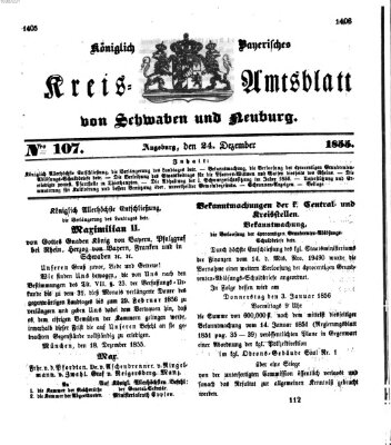 Königlich Bayerisches Kreis-Amtsblatt von Schwaben und Neuburg Montag 24. Dezember 1855