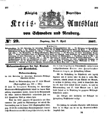 Königlich Bayerisches Kreis-Amtsblatt von Schwaben und Neuburg Dienstag 7. April 1857