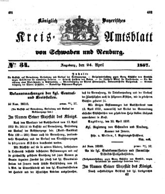 Königlich Bayerisches Kreis-Amtsblatt von Schwaben und Neuburg Freitag 24. April 1857